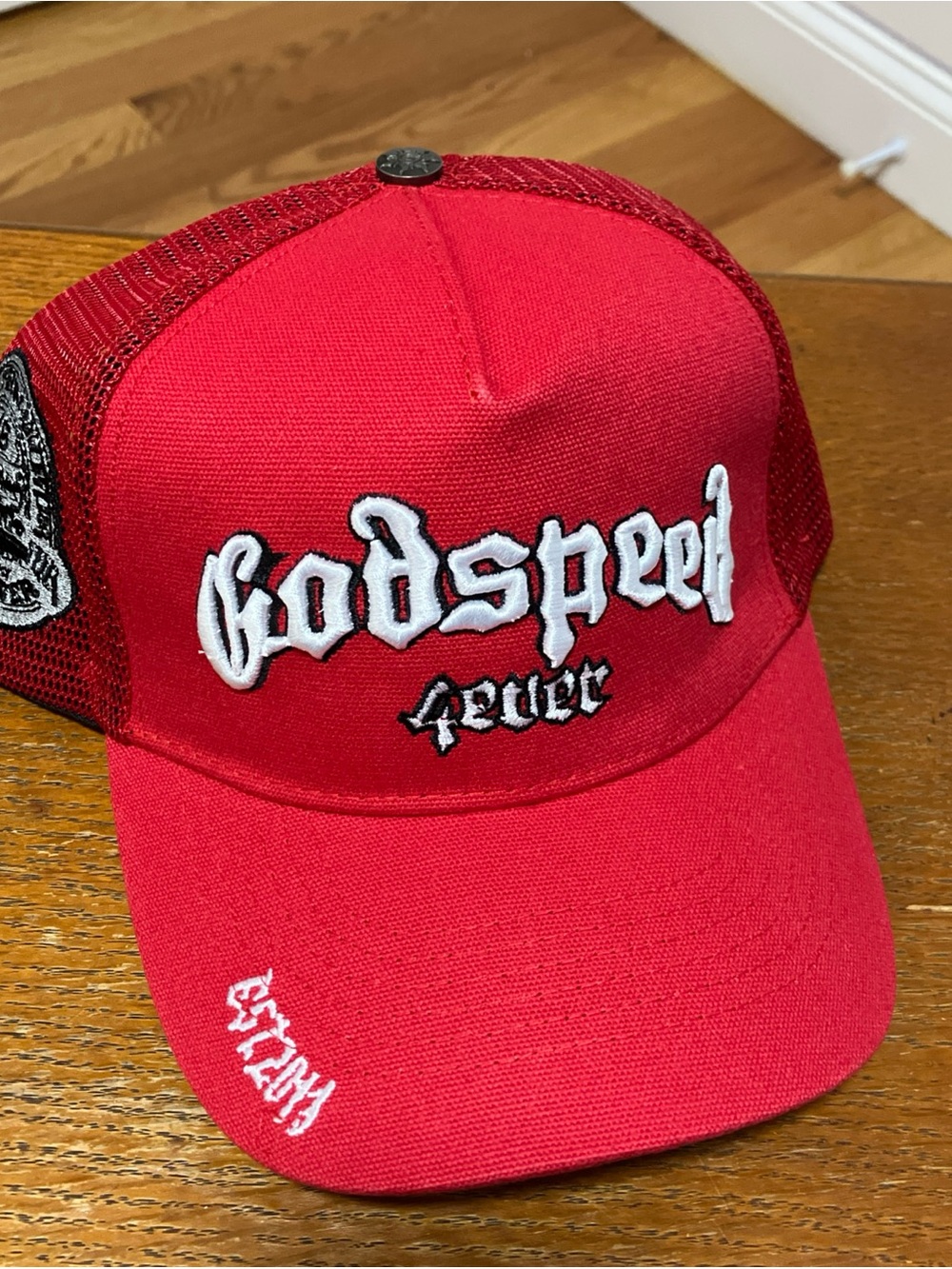 Red 'Godspeed' Embroidered Trucker Hat
